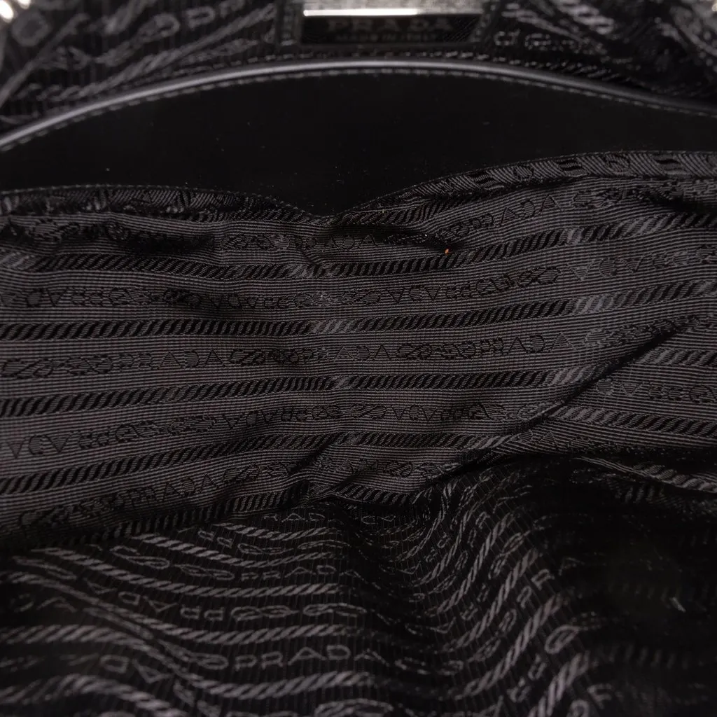 Prada Leather Triangle Crossbody Black Leather Very good - Model View