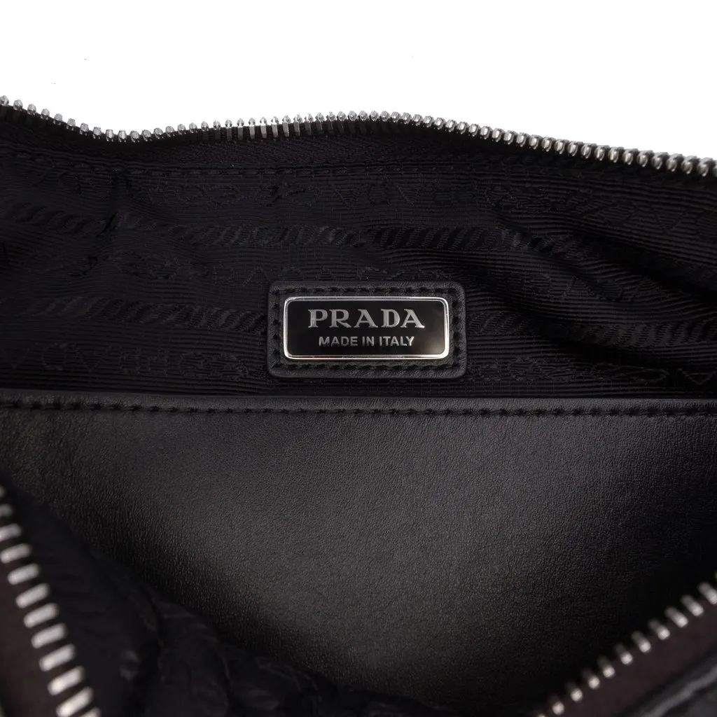 Prada Leather Triangle Crossbody Black Leather Very good - Box View