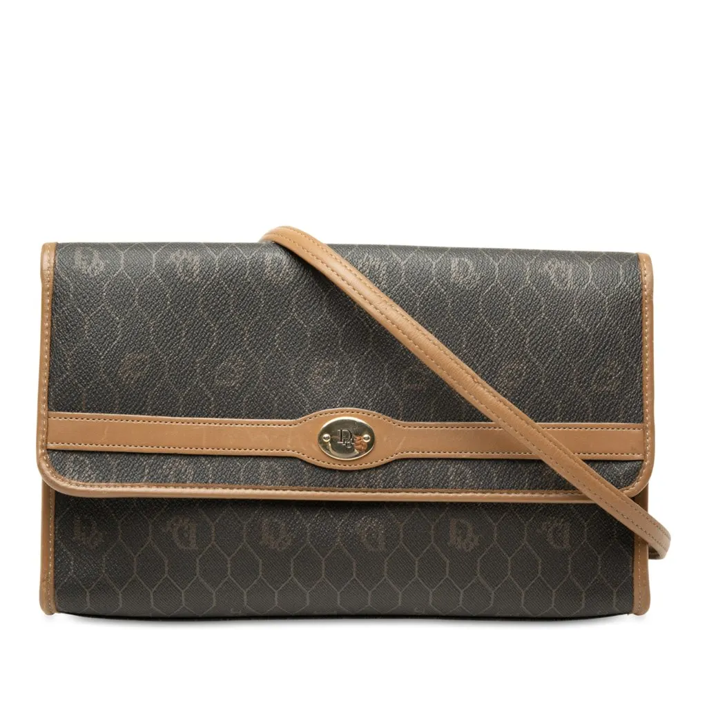 Dior Honeycomb Coated Canvas Crossbody Black Very good - Front View