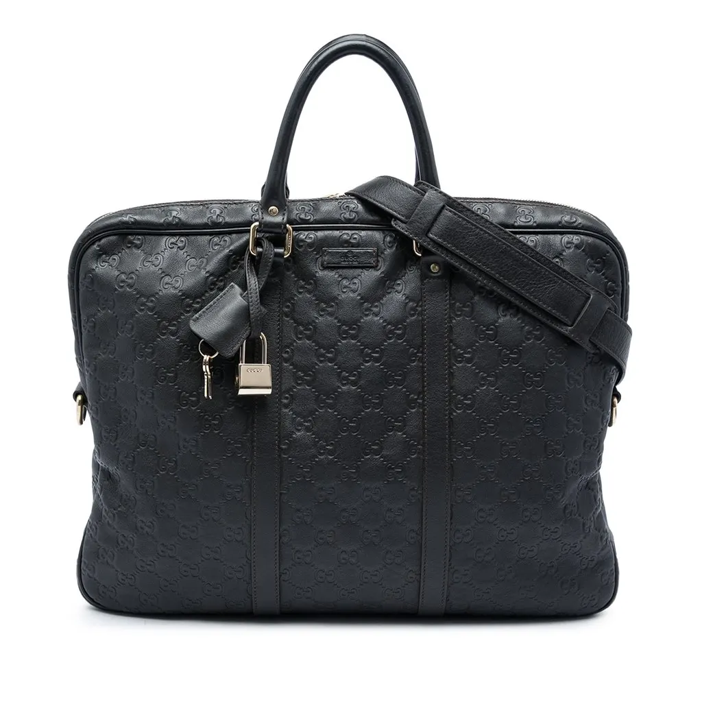 Gucci Guccissima Business Bag Brown Leather Very good - Front View
