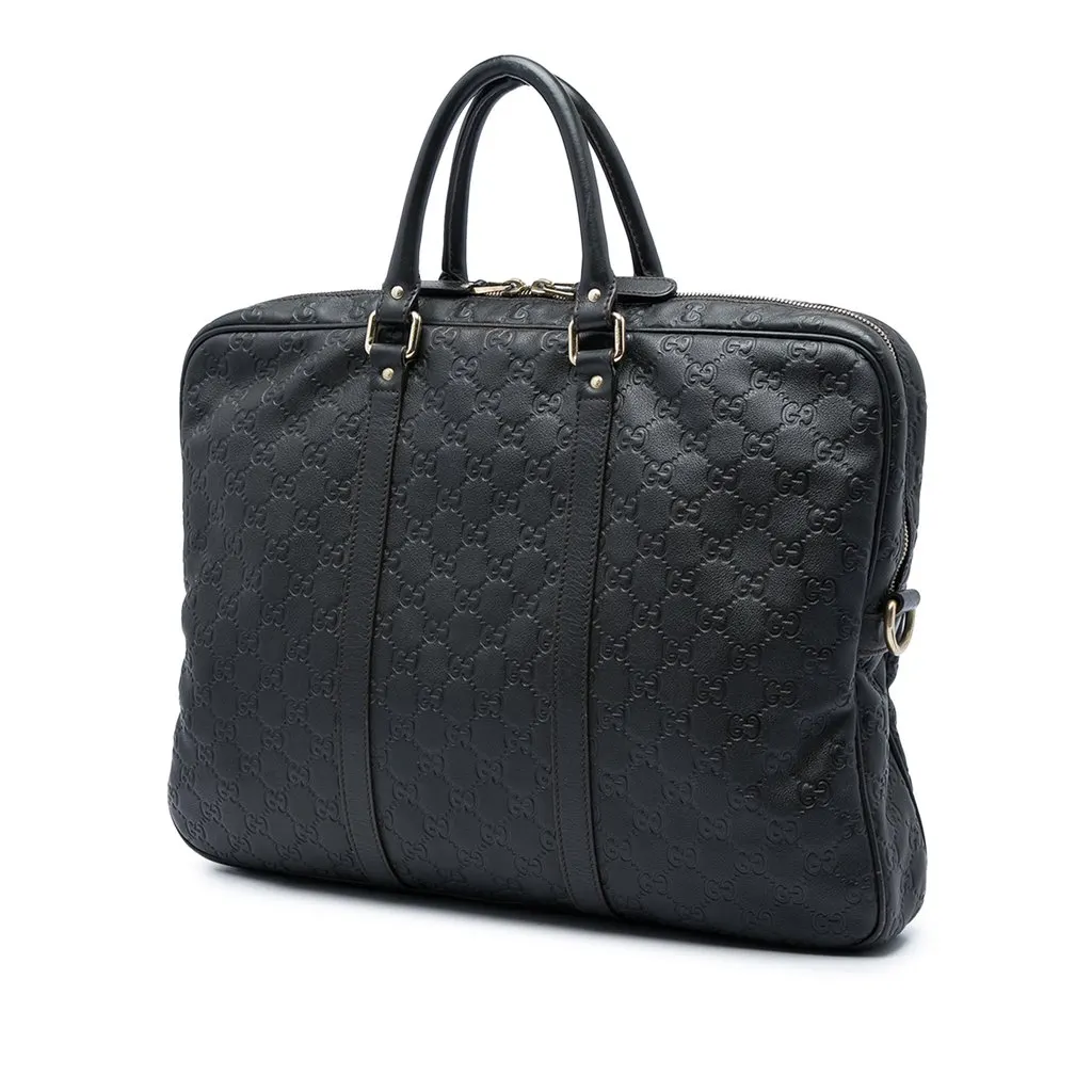 Gucci Guccissima Business Bag Brown Leather Very good - Back View