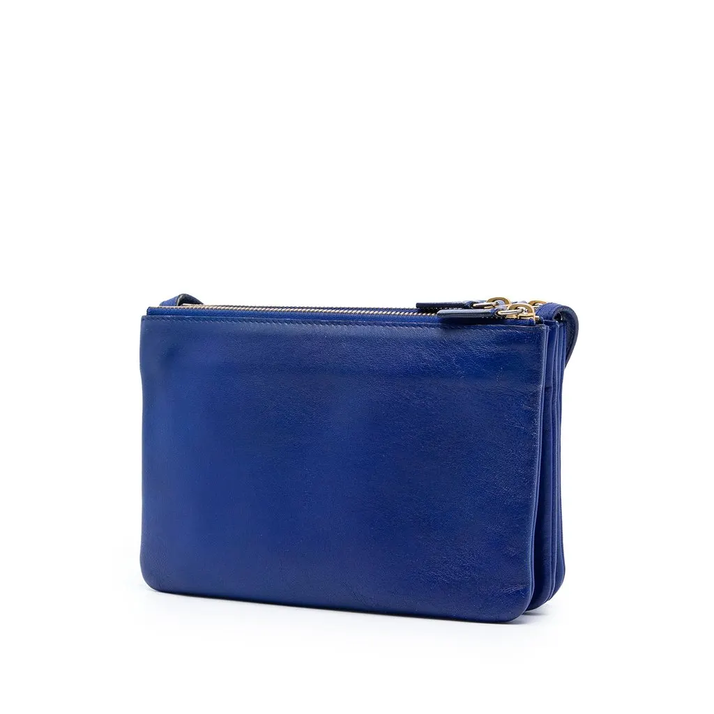 Celine Small Lambskin Trio Crossbody Blue Leather Very good - Back View