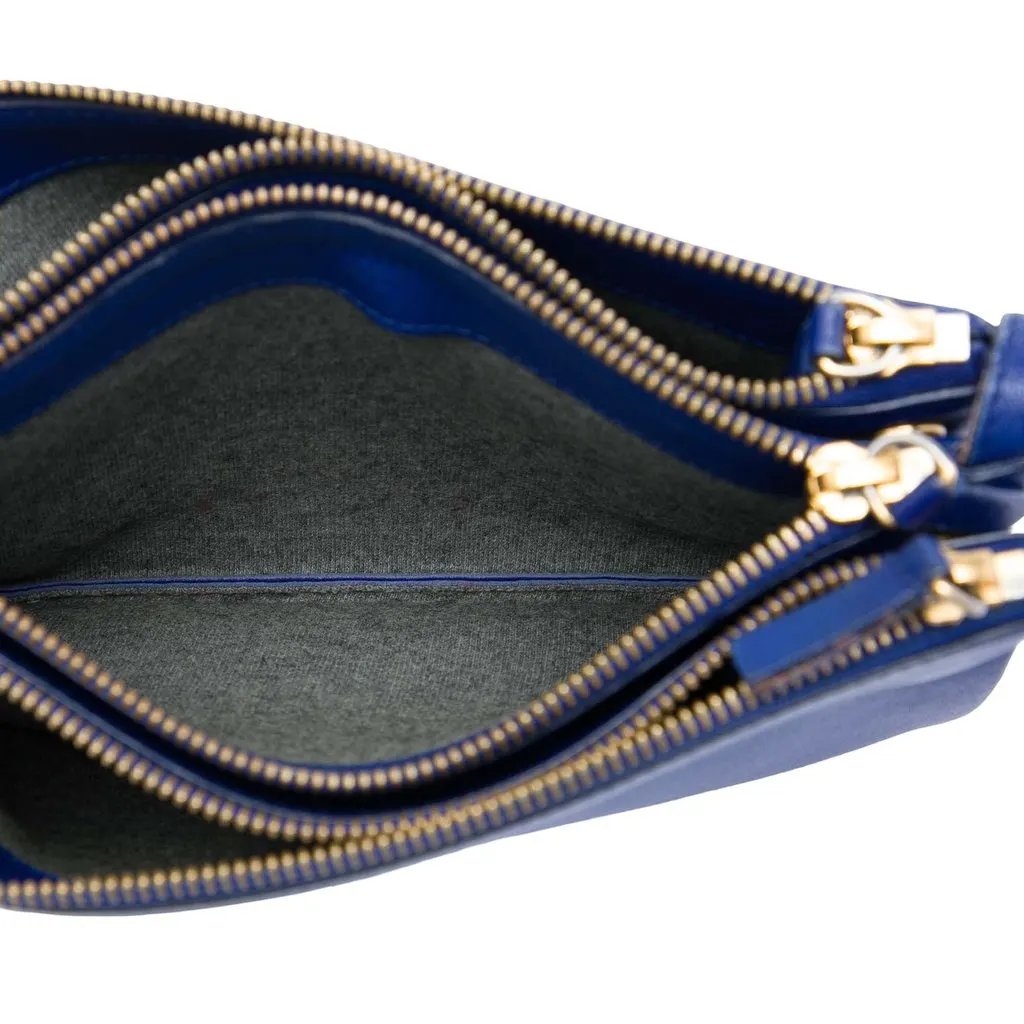Celine Small Lambskin Trio Crossbody Blue Leather Very good - Model View