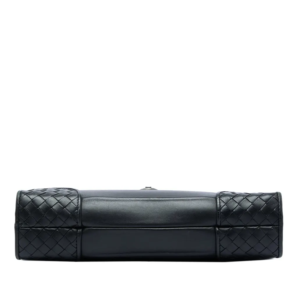 Bottega Veneta Intrecciato Trimmed Nappa Slide Lock Clutch Black Leather Very good - Inside View