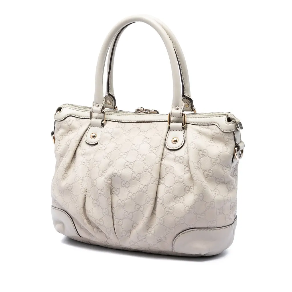 Gucci Guccissima Sukey Satchel White Leather Very good - Back View