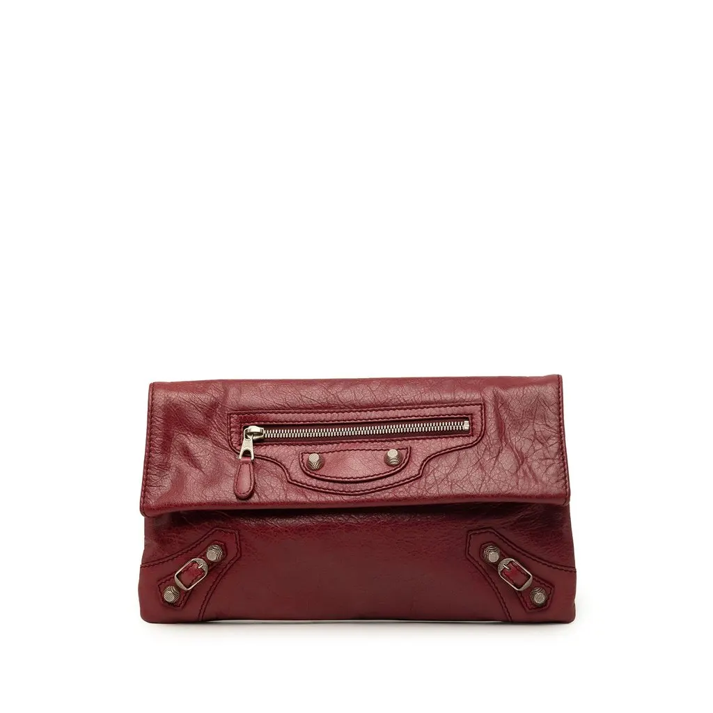Balenciaga Lambskin Motocross Giant 12 Envelope Clutch Red Leather Very good - Front View