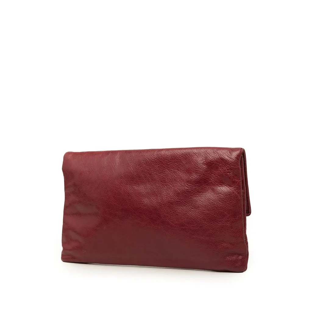 Balenciaga Lambskin Motocross Giant 12 Envelope Clutch Red Leather Very good - Back View