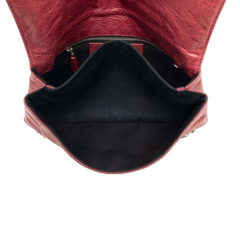 Balenciaga Lambskin Motocross Giant 12 Envelope Clutch Red Leather Very good - Model View