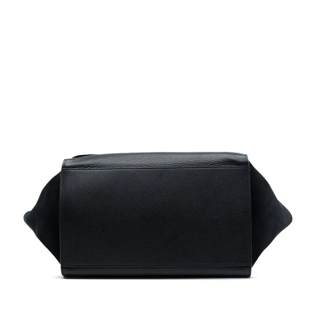 Celine Medium Drummed Calfskin and Suede Trapeze Double Zip Satchel Black Leather Very good - Inside View