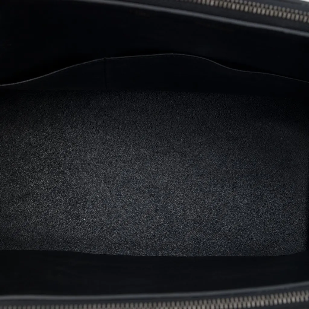 Celine Medium Drummed Calfskin and Suede Trapeze Double Zip Satchel Black Leather Very good - Model View