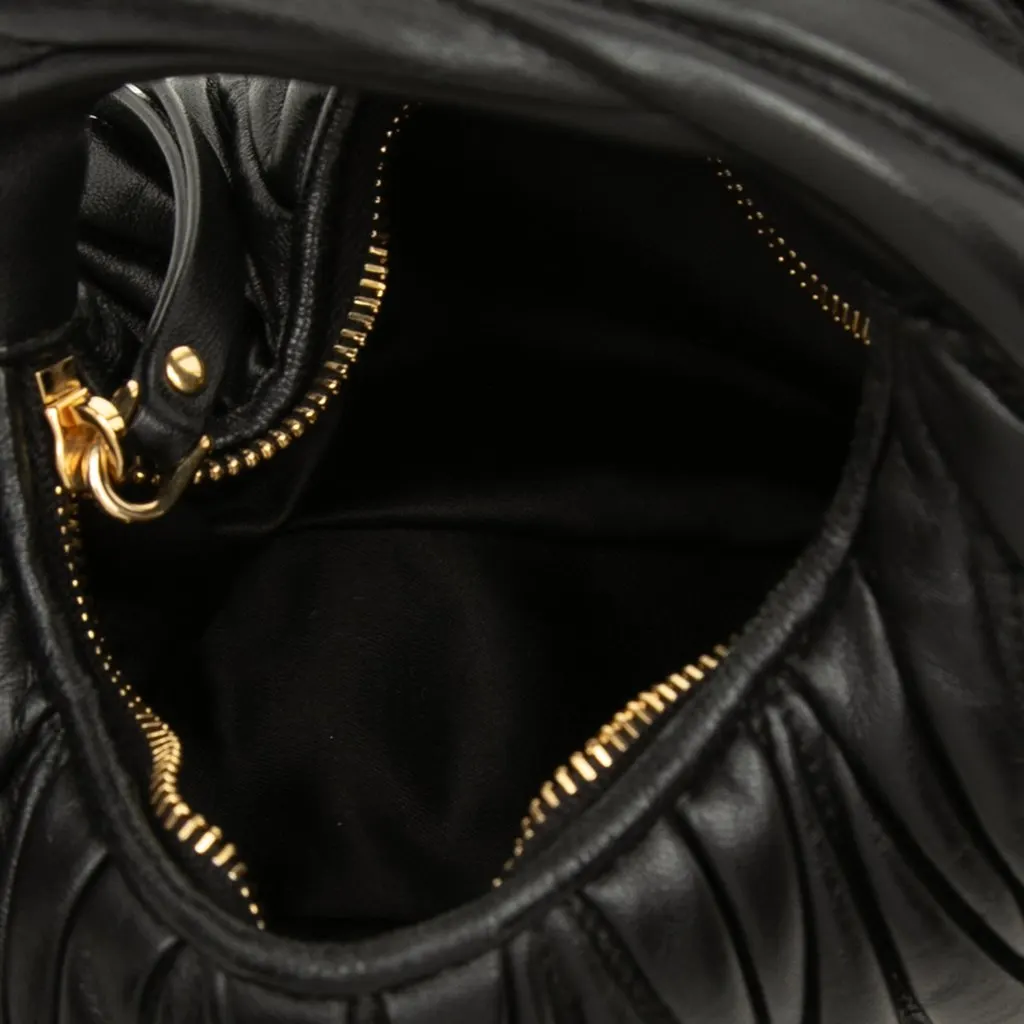 Miu Miu Mini Matelasse Nappa Wander Bag Black Leather Very good - Model View