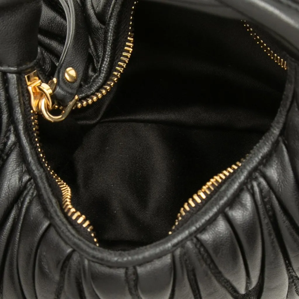 Miu Miu Mini Matelasse Nappa Wander Bag Black Leather Very good - Box View