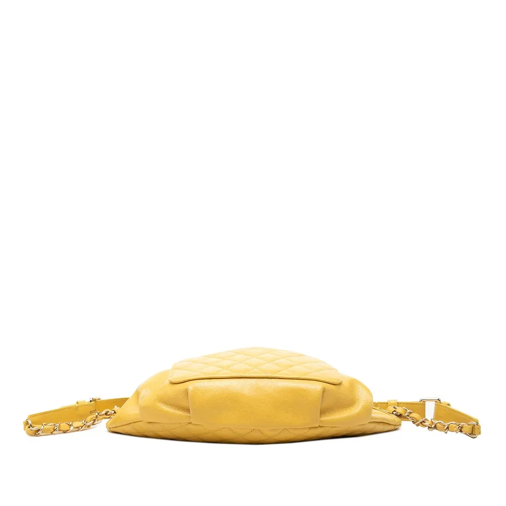 Chanel Quilted Lambskin Classic Bi Waist Bag Yellow Leather Very good - Inside View