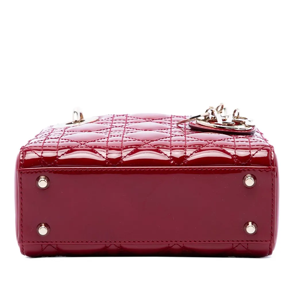 Dior Mini Patent Cannage Lady Dior Red Leather Very good - Inside View