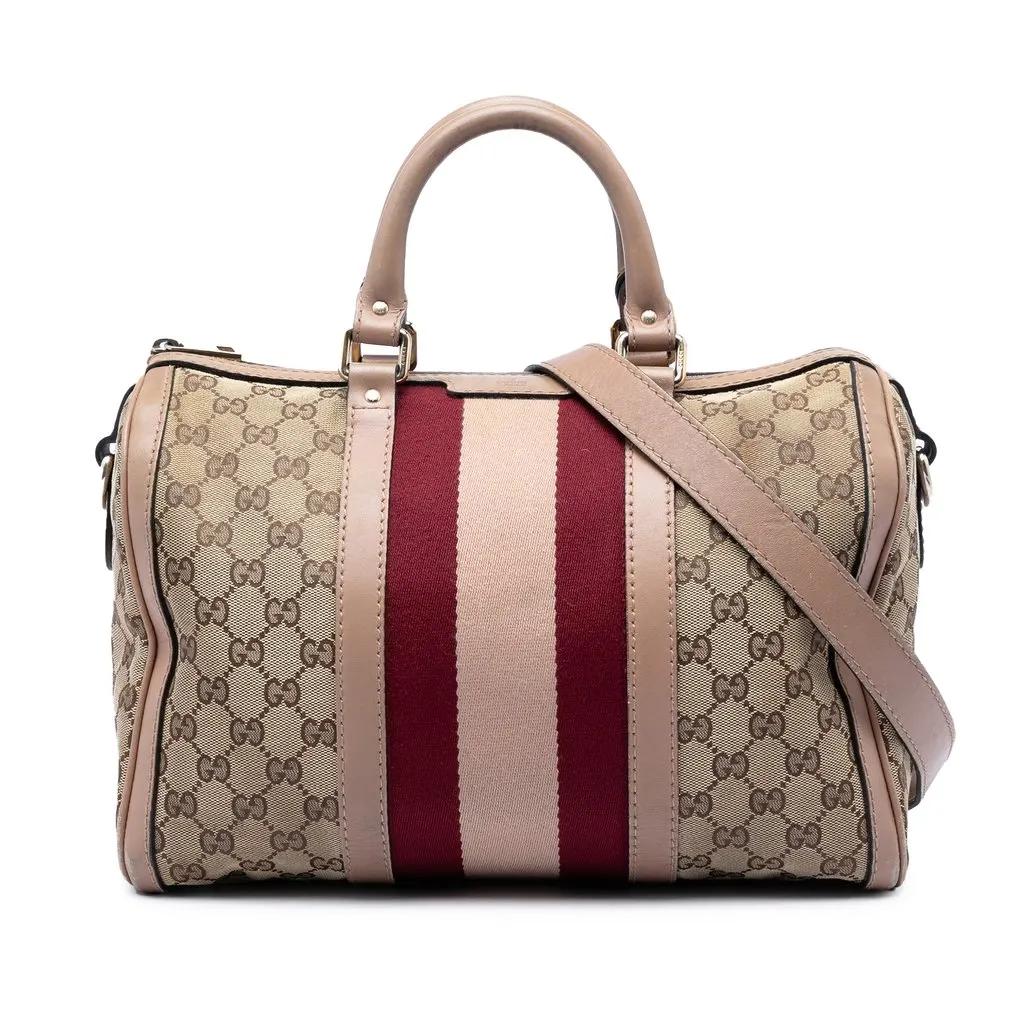 Gucci Medium GG Canvas Web Joy Boston Bag Beige Very good - Front View