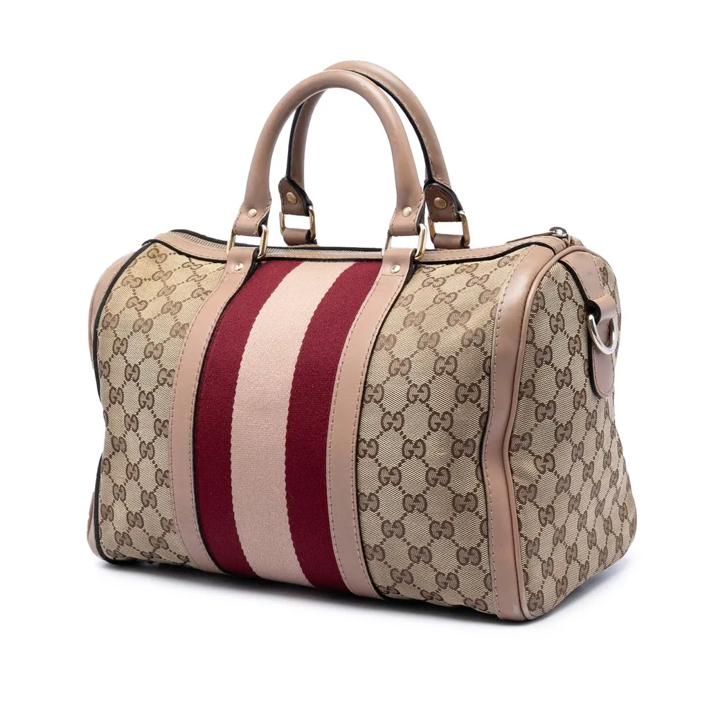 Gucci Medium GG Canvas Web Joy Boston Bag Beige Very good - Back View