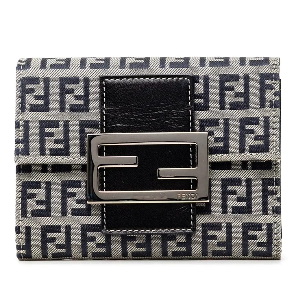 Fendi Zucchino Canvas Trifold Wallet MultiColor Very good - Front View