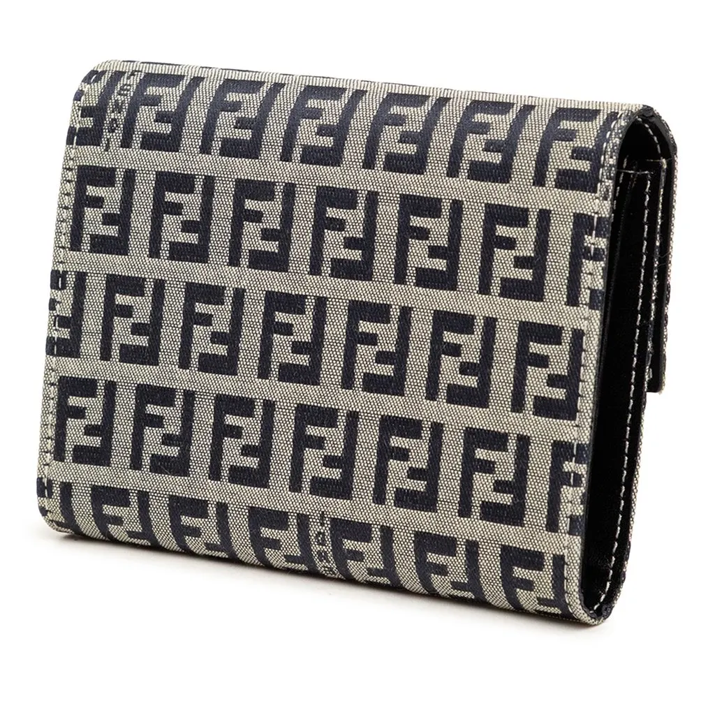 Fendi Zucchino Canvas Trifold Wallet MultiColor Very good - Back View