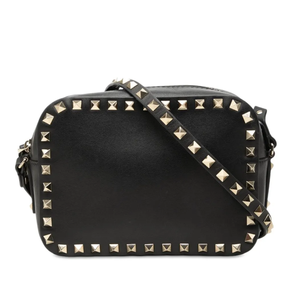 Valentino Leather Rockstud Camera Bag Black Leather Very good - Front View
