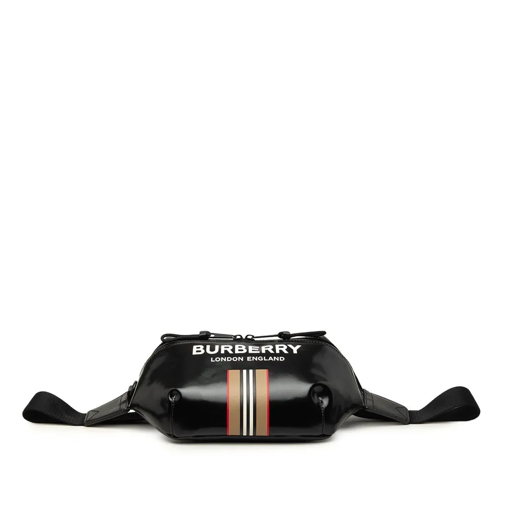 Burberry Coated Canvas Icon Stripe Sonny Belt Bag Black Very good - Inside View