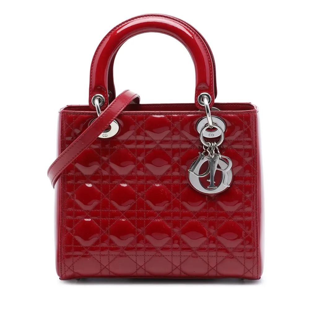 Dior Medium Patent Cannage Lady Dior Red Leather Very good - Front View