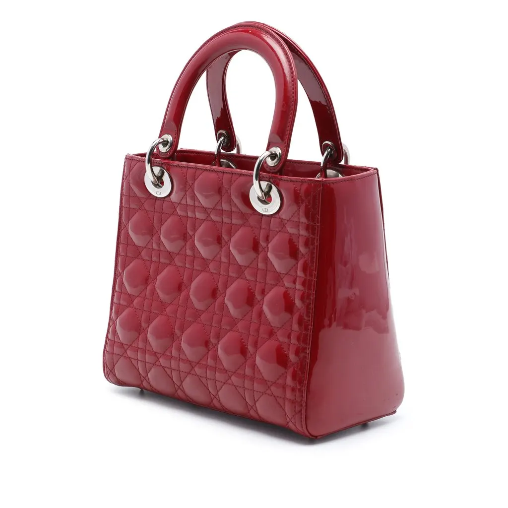 Dior Medium Patent Cannage Lady Dior Red Leather Very good - Back View
