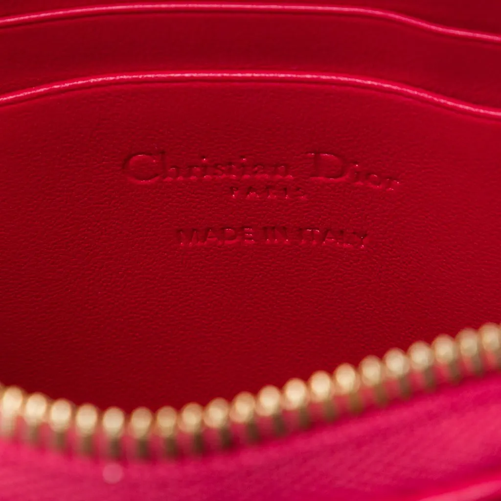 Dior Lambskin Cannage Lady Dior Call in Phone Holder Red Leather Very good - Box View