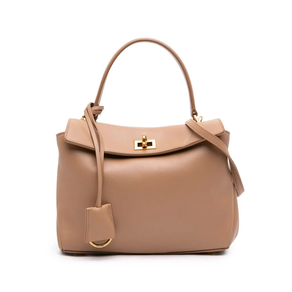 Balenciaga Mini Smooth Calfskin Rodeo Satchel Brown Leather Very good - Front View