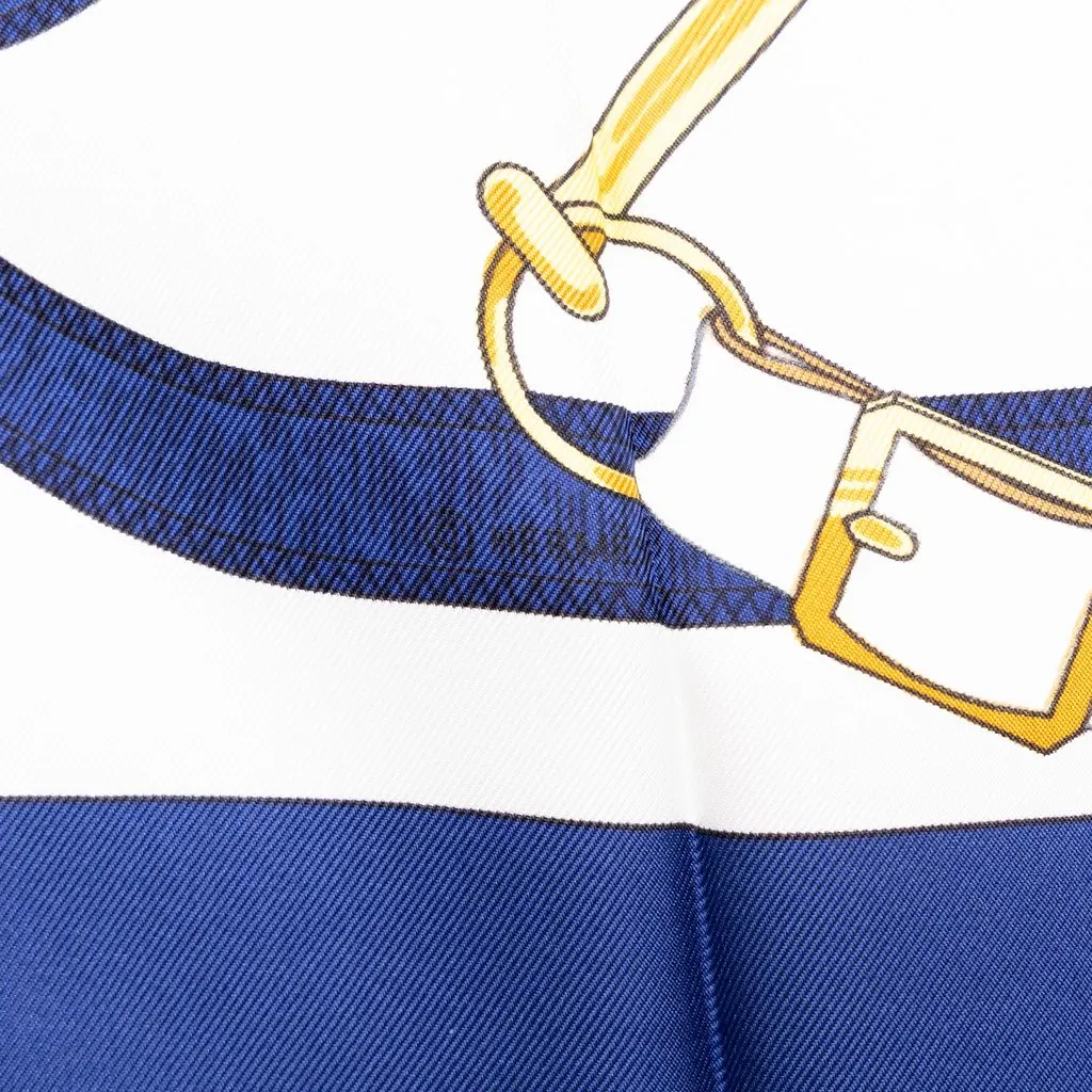 Hermès Eperon D Or Silk Scarf 90 White Silk Very good - Box View