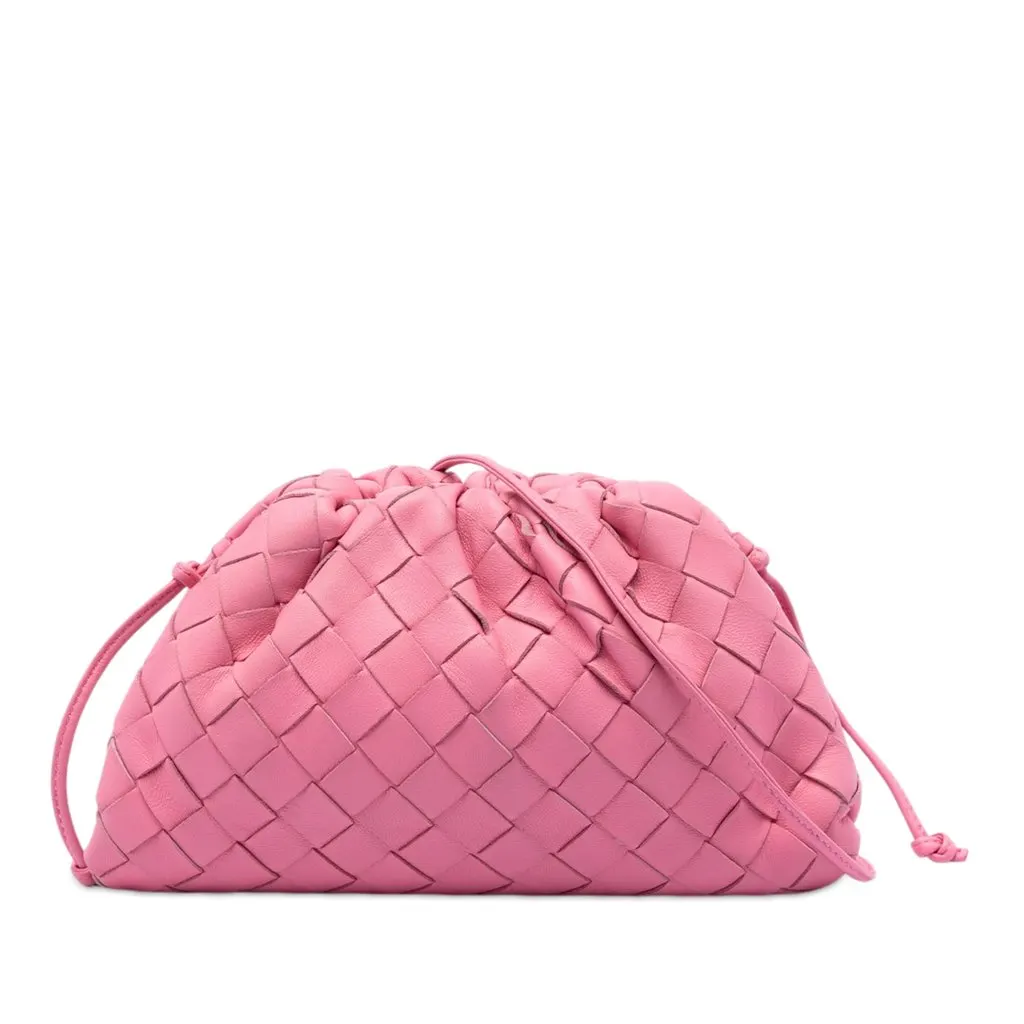 Bottega Veneta Nappa Intrecciato The Mini Pouch Crossbody Pink Leather Very good - Front View