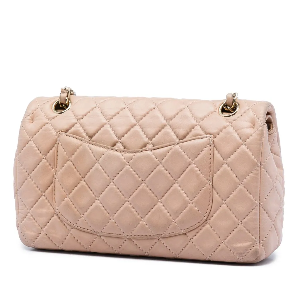 Chanel Medium Classic Lambskin Double Flap Brown Leather Very good - Back View