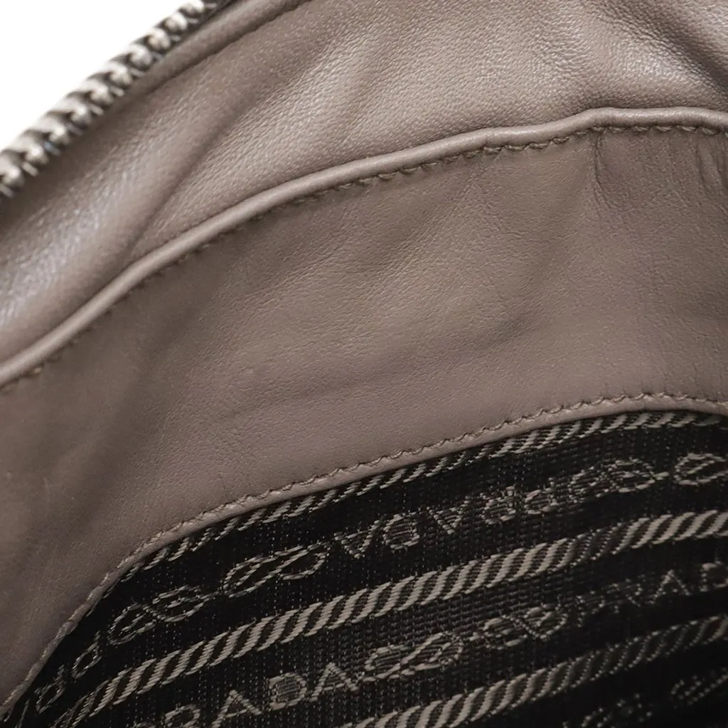 Prada Soft Calfskin Studded Diagramme Camera Bag Brown Leather Very good - Model View