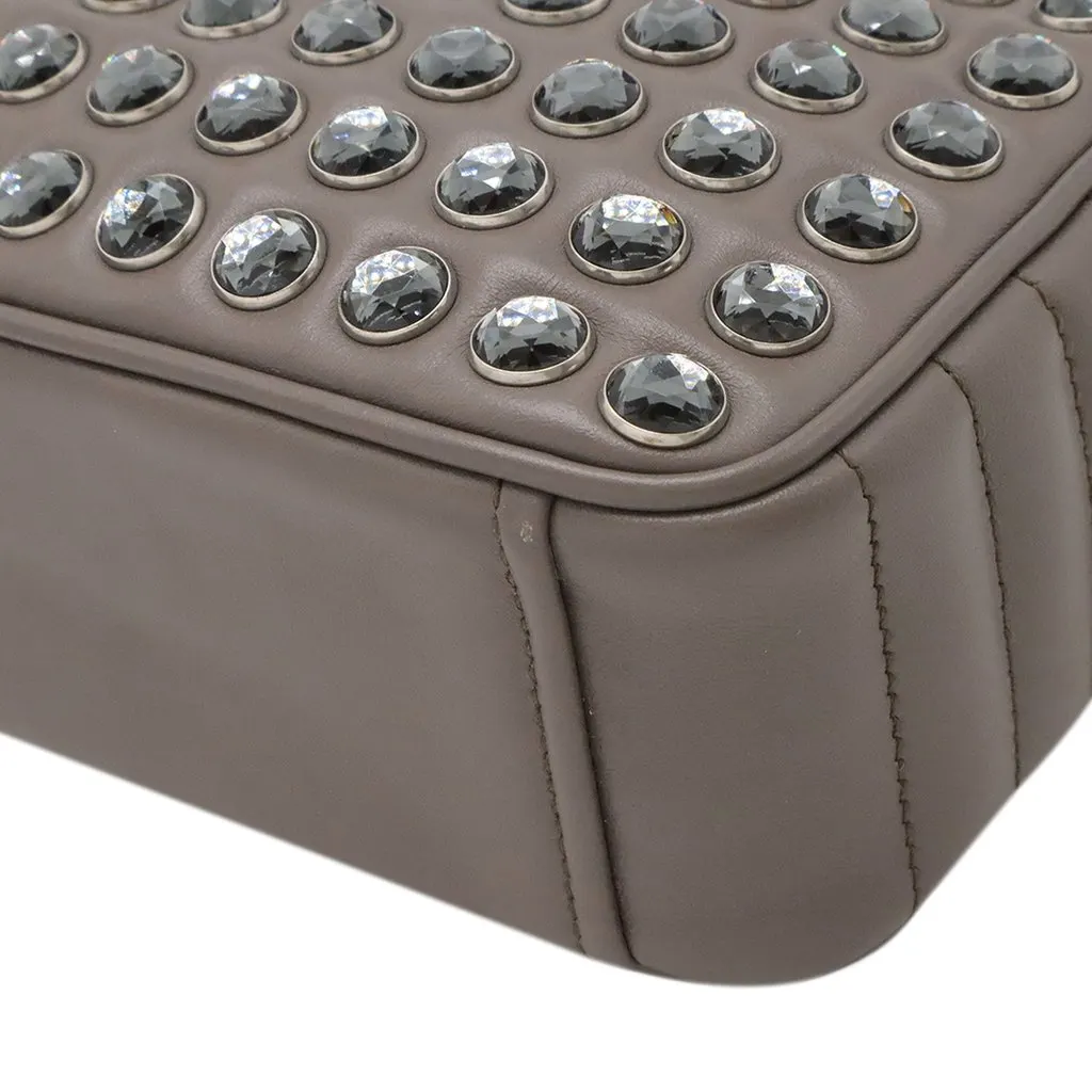 Prada Soft Calfskin Studded Diagramme Camera Bag Brown Leather Very good - Box View