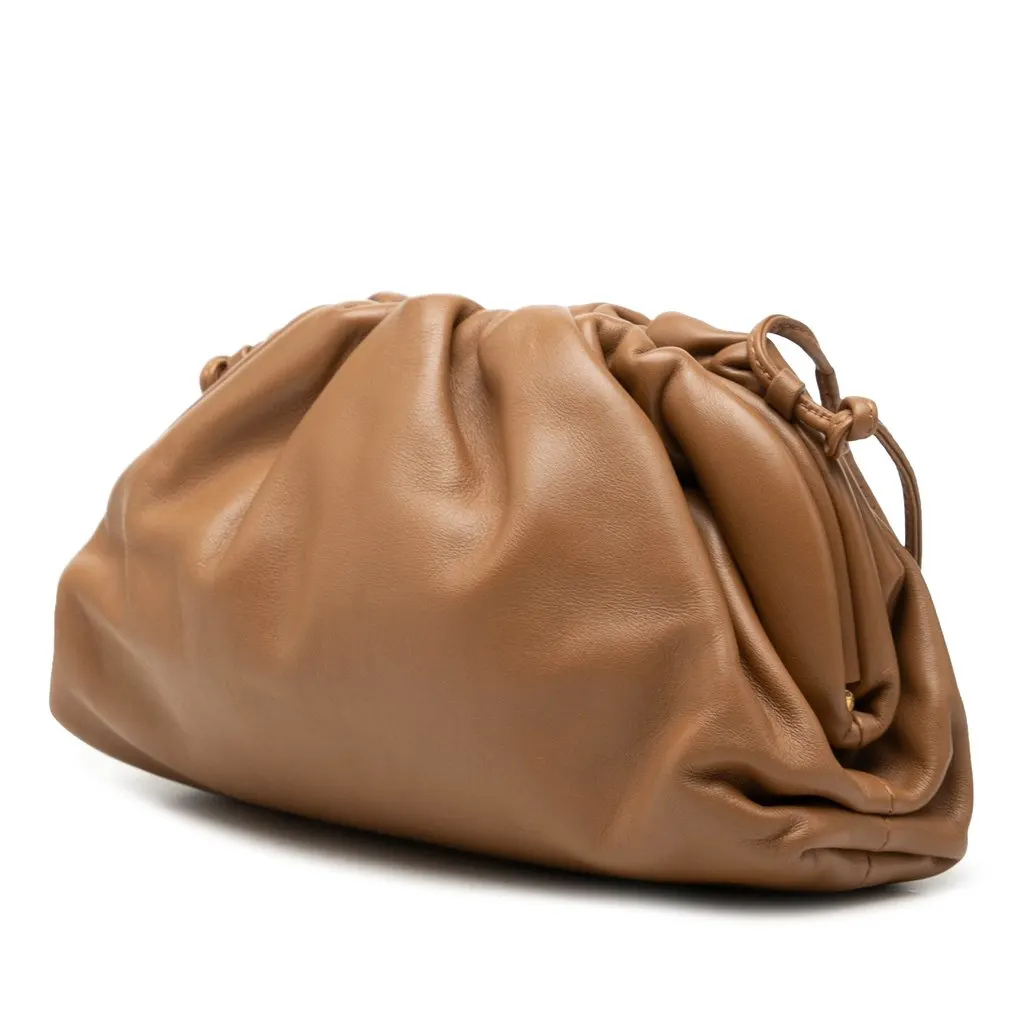 Bottega Veneta Lambskin The Mini Pouch Crossbody Brown Leather Very good - Back View