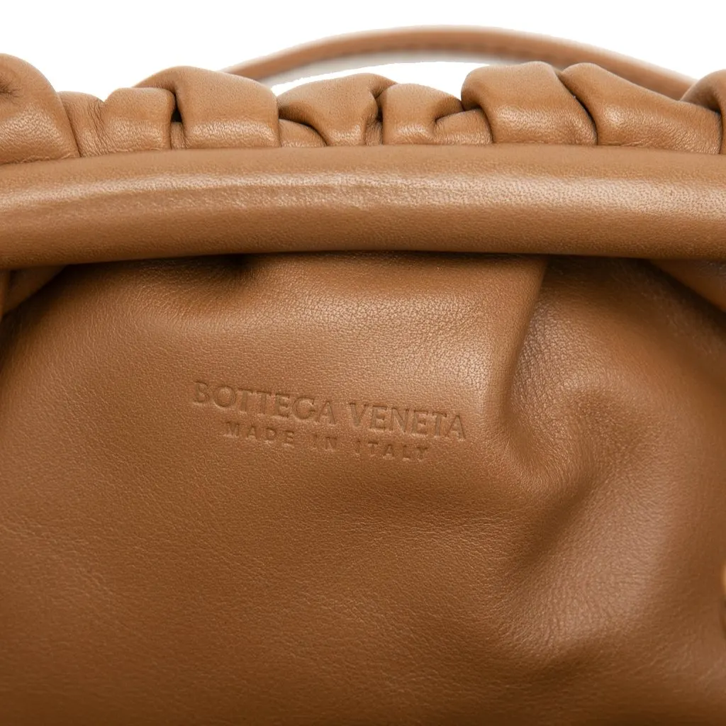 Bottega Veneta Lambskin The Mini Pouch Crossbody Brown Leather Very good - Box View