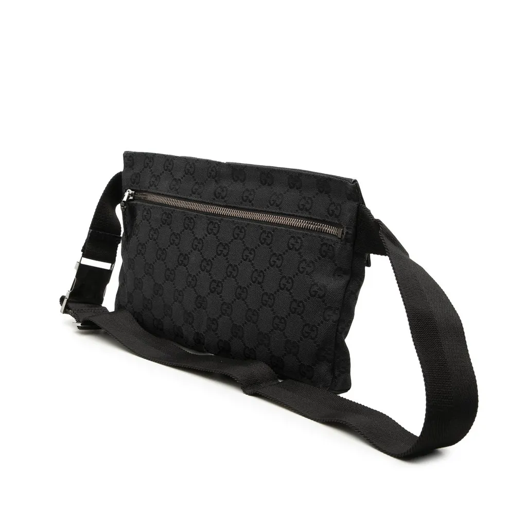Gucci GG Canvas Double Pocket Belt Bag Black Very good - Back View