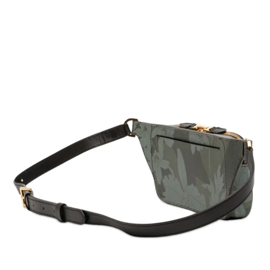Tom Ford Leather Floral Print Belt Bag Green Leather Very good - Back View
