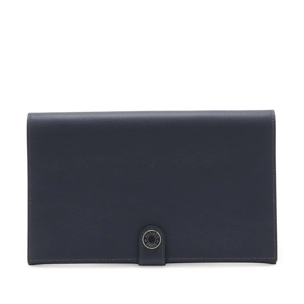 Hermès Evergrain RMS Toutenmain Passport Cover Blue Leather Very good - Front View