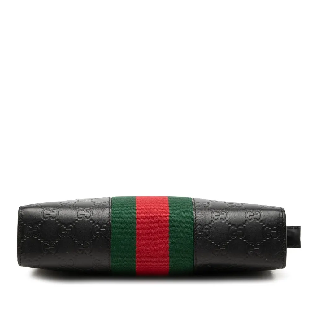 Gucci Guccissima Web Clutch Black Leather Very good - Inside View