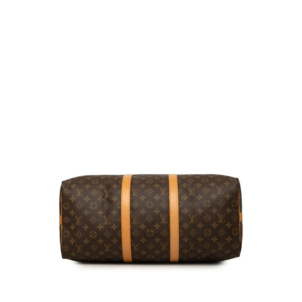 Louis Vuitton Monogram Keepall Bandouliere 50 Brown Canvas Good - Inside View