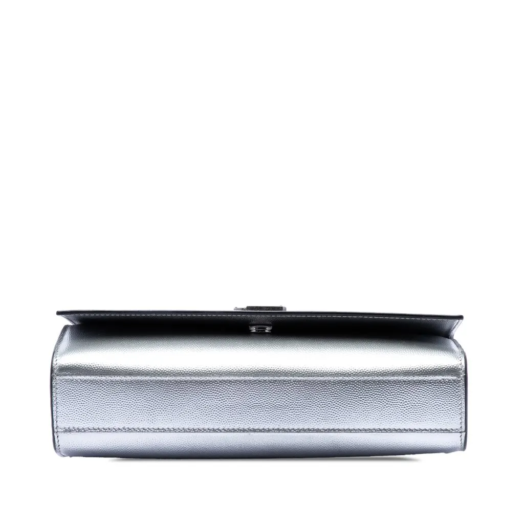 Saint Laurent Medium Metallic Grain De Poudre Monogram Kate Crossbody Silver Leather Very good - Inside View