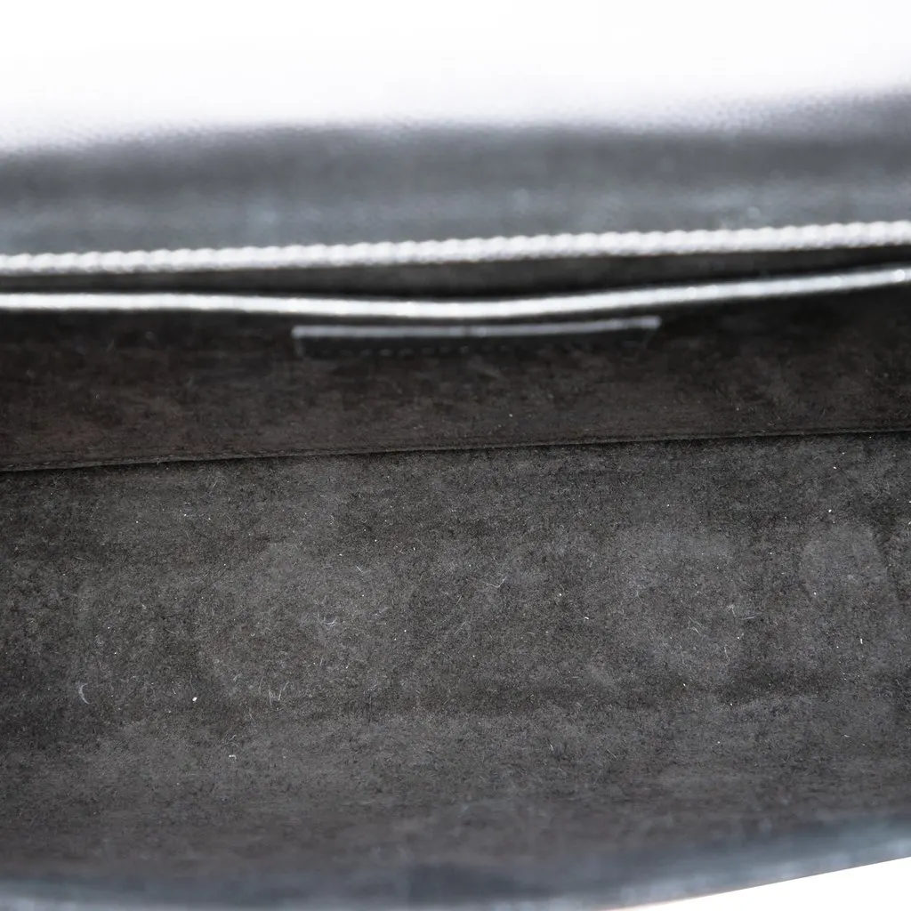Saint Laurent Medium Metallic Grain De Poudre Monogram Kate Crossbody Silver Leather Very good - Model View