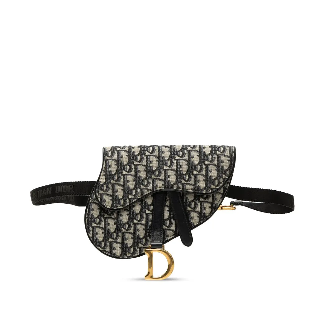 Dior Oblique Canvas Saddle Belt Bag Blue Very good - Front View