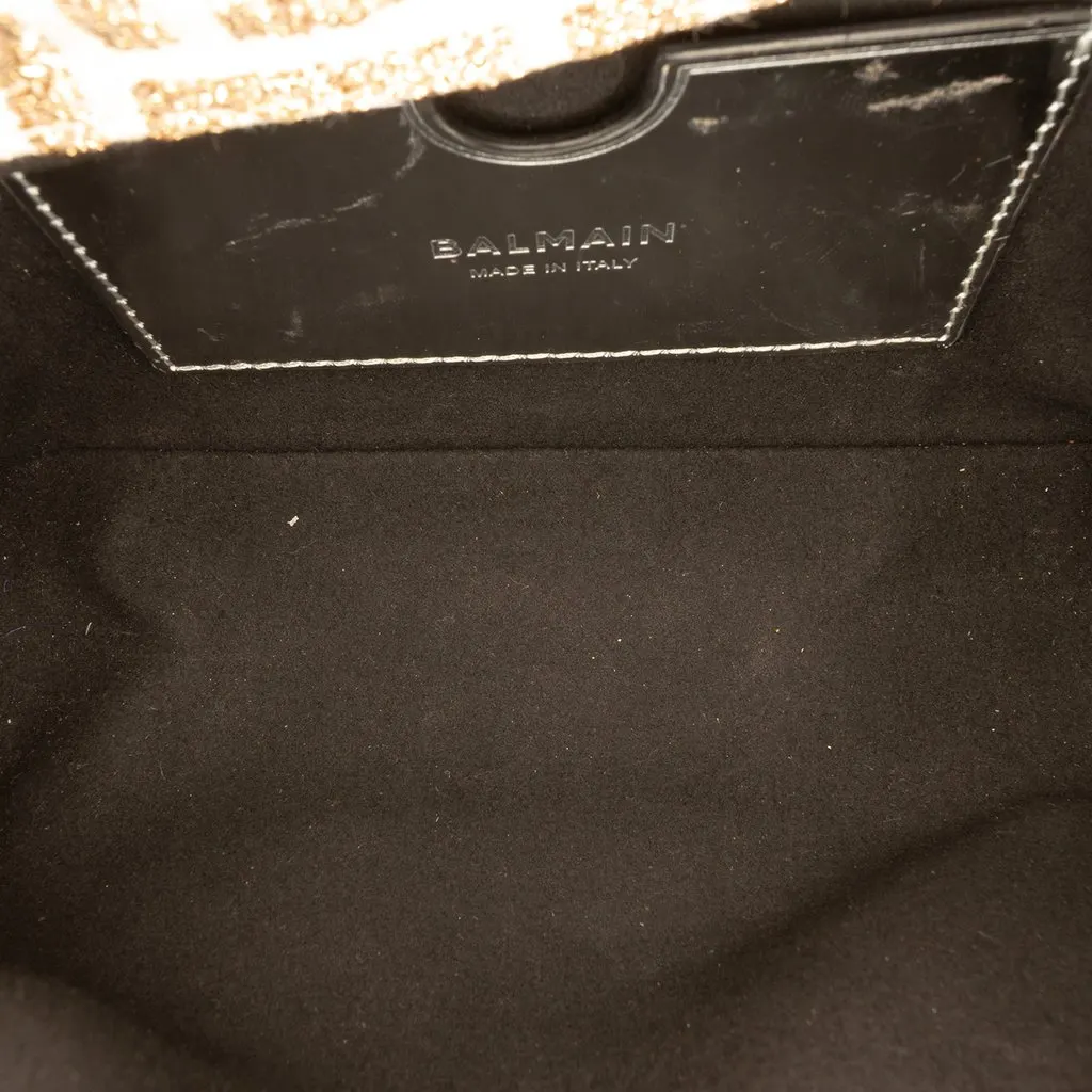 Balmain Mini Monogram Jacquard 1945 Crossbody Beige Very good - Model View