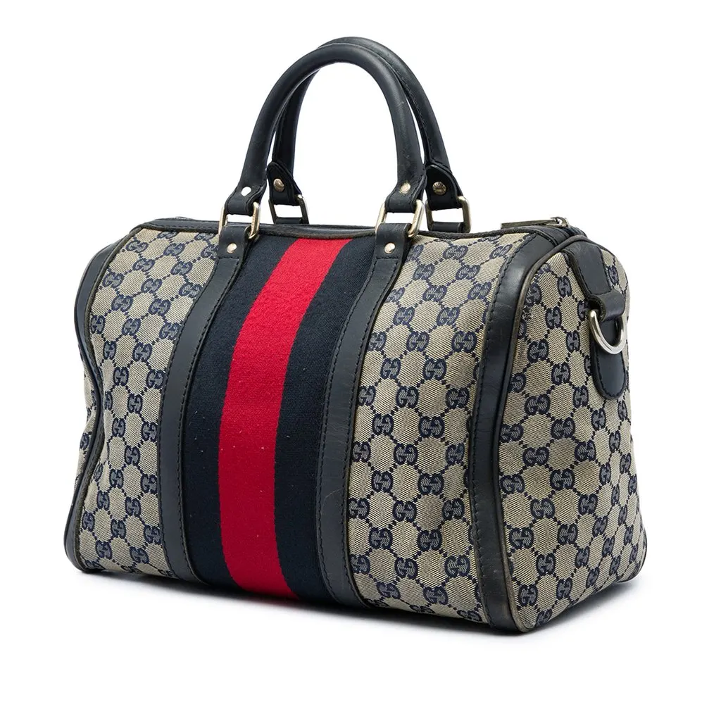 Gucci Medium GG Canvas Web Joy Boston Bag Beige Canvas Good - Back View