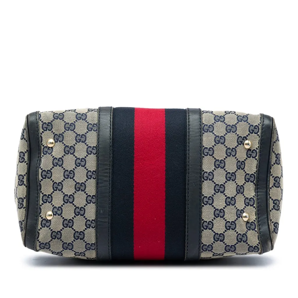 Gucci Medium GG Canvas Web Joy Boston Bag Beige Canvas Good - Inside View