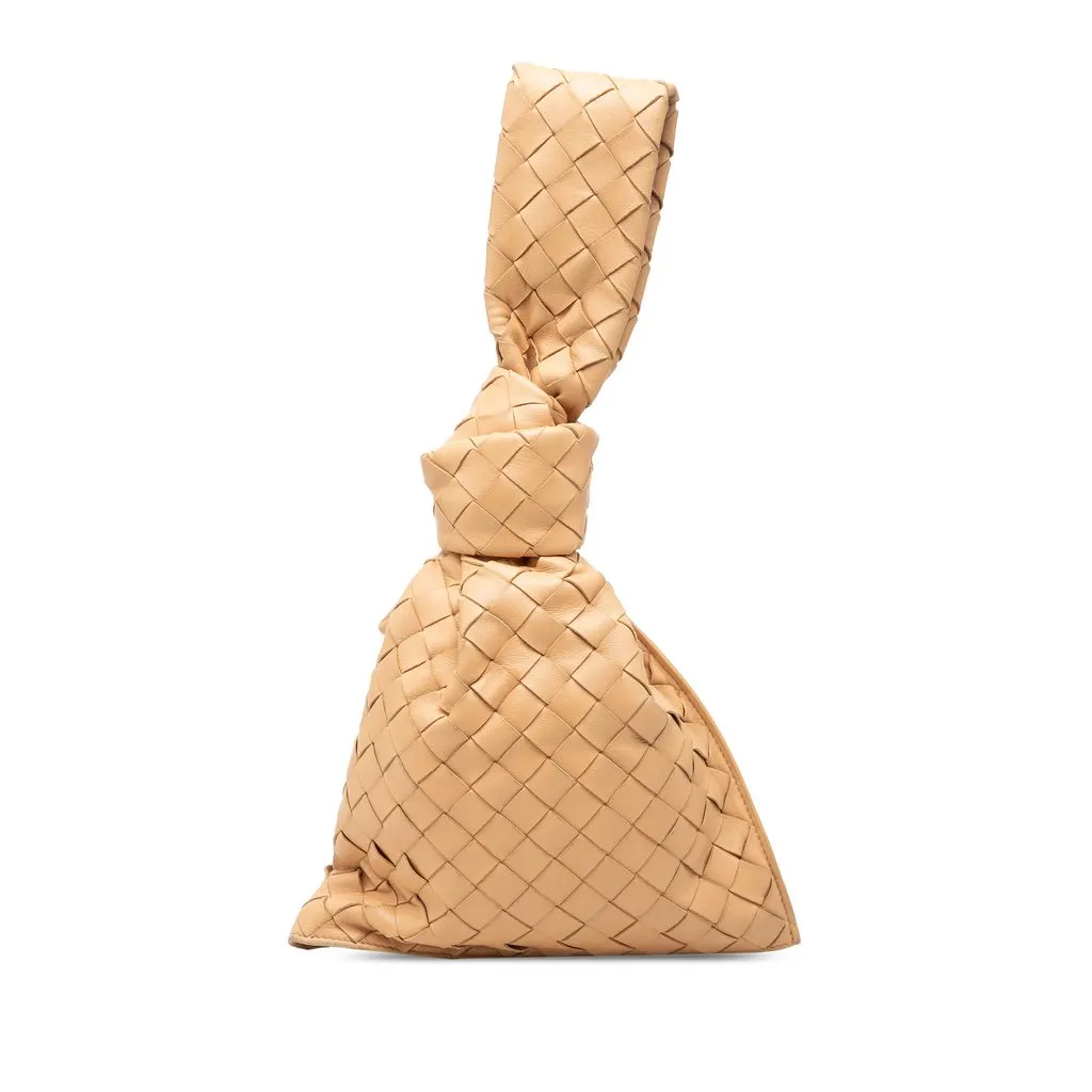 Bottega Veneta Mini Calfskin BV Twist Bag Beige Leather Very good - Front View