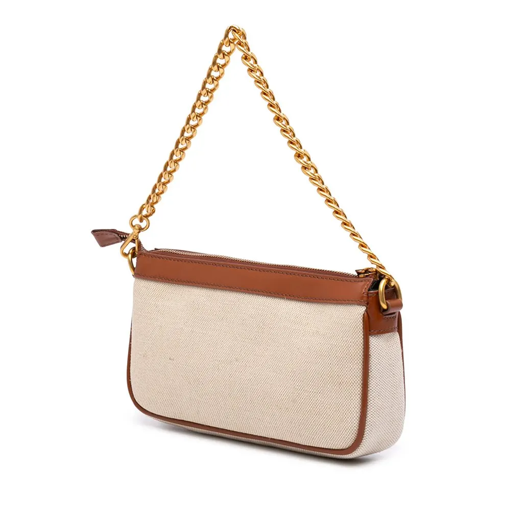 Balmain Mini Canvas B Army Logo Satchel Beige Very good - Back View