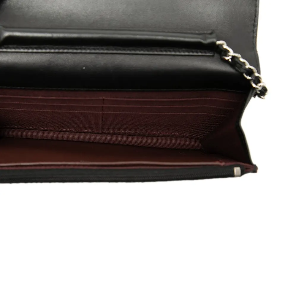 Chanel CC Quilted Lambskin Wallet On Chain Black Leather Very good - Model View