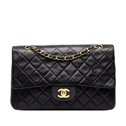 Chanel متوسطة كلاسيك جلد الحمل مزدوجة بغطاء